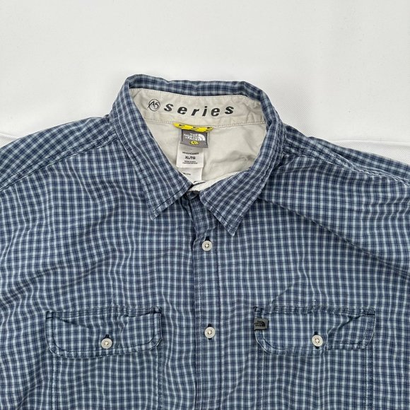 Men's The North Face A5 Series Blue Checkered Long Sleeve Button Front Shirt XL - Picture 1 of 4